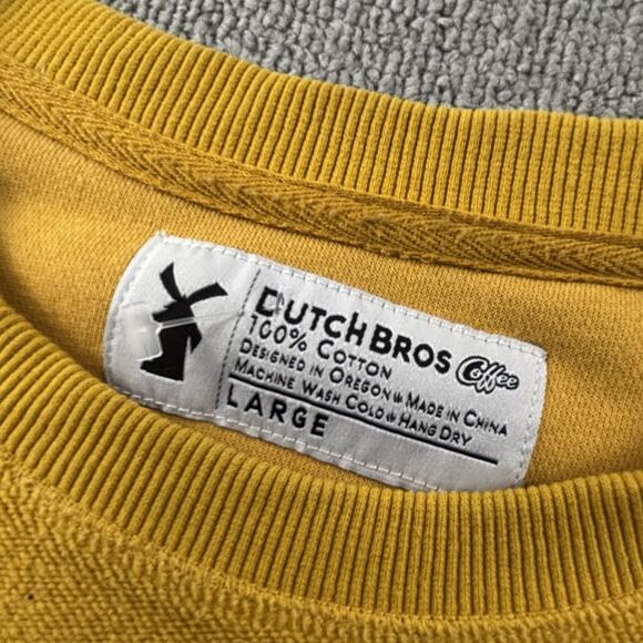 Dutch Bros Sweater Adult Large Yellow Long Sleeve Casual Coffee Men's - Picture 9 of 14
